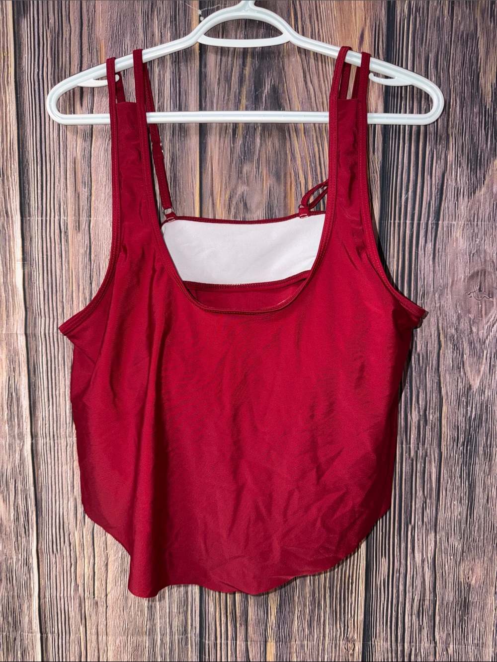 SHEIN Plus Size 2XL Burgundy Red Ruffle Tankini Swim Top